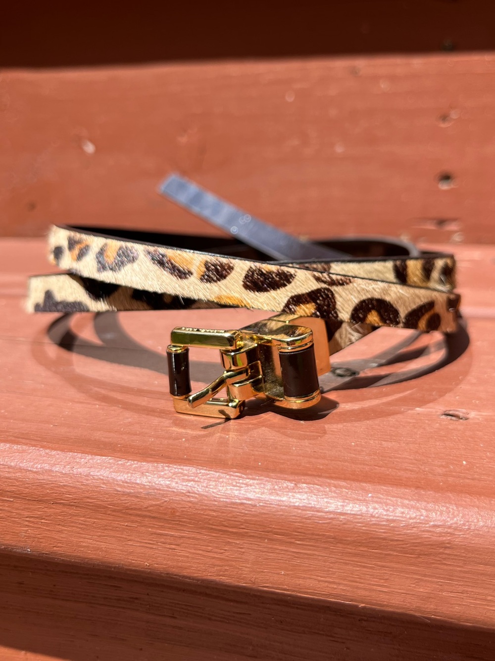 Y2K Michael Kors Reversible Genuine Leather Brown & Leopard Print Pony Hair Belt
